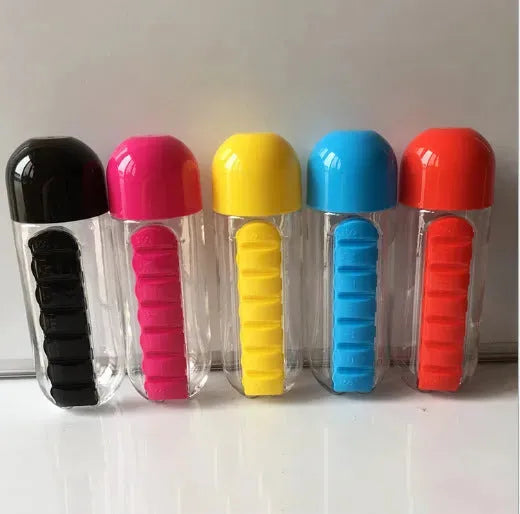 Direct Selling Two-In-One Water Cup Pill Box 7-Day Pill Box 7 Grids Outdoor Easy To Carry Water Bottle One Week With Pill Box Cup - Bellarte Enchanté Direct Selling Two-In-One Water Cup Pill Box 7-Day Pill Box 7 Grids Outdoor Easy To Carry Water Bottle One Week With Pill Box Cup